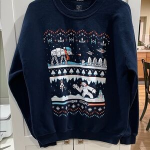Men's Navy Blue Star Wars Winter Duel Crewneck Sweater